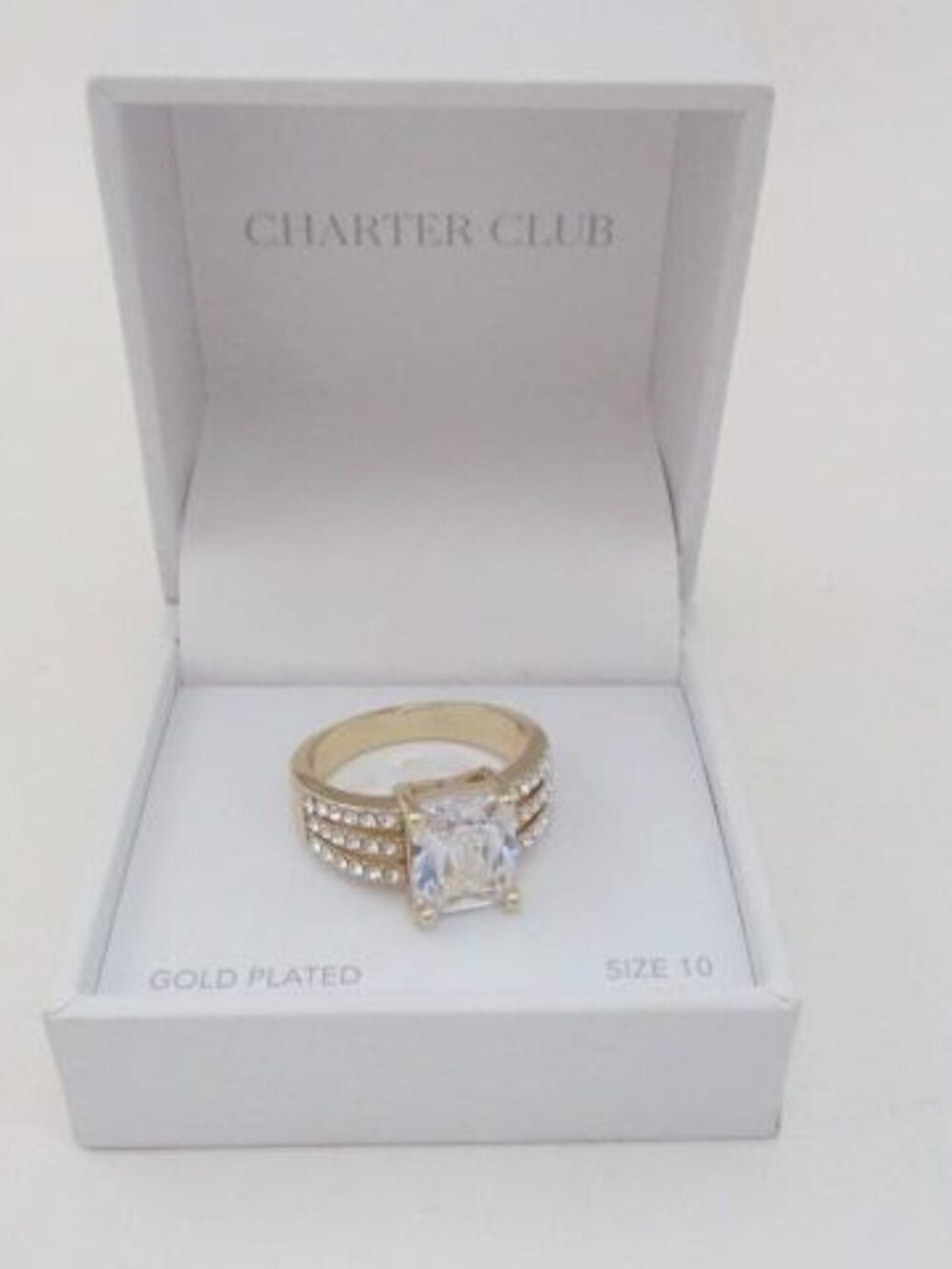 Charter Club Gold Plated Statement Ring Size 10 NWT Box